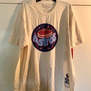 XXL Houston Astros Cream T-Shirt retro MlB Baseball cooperstown collection NEW